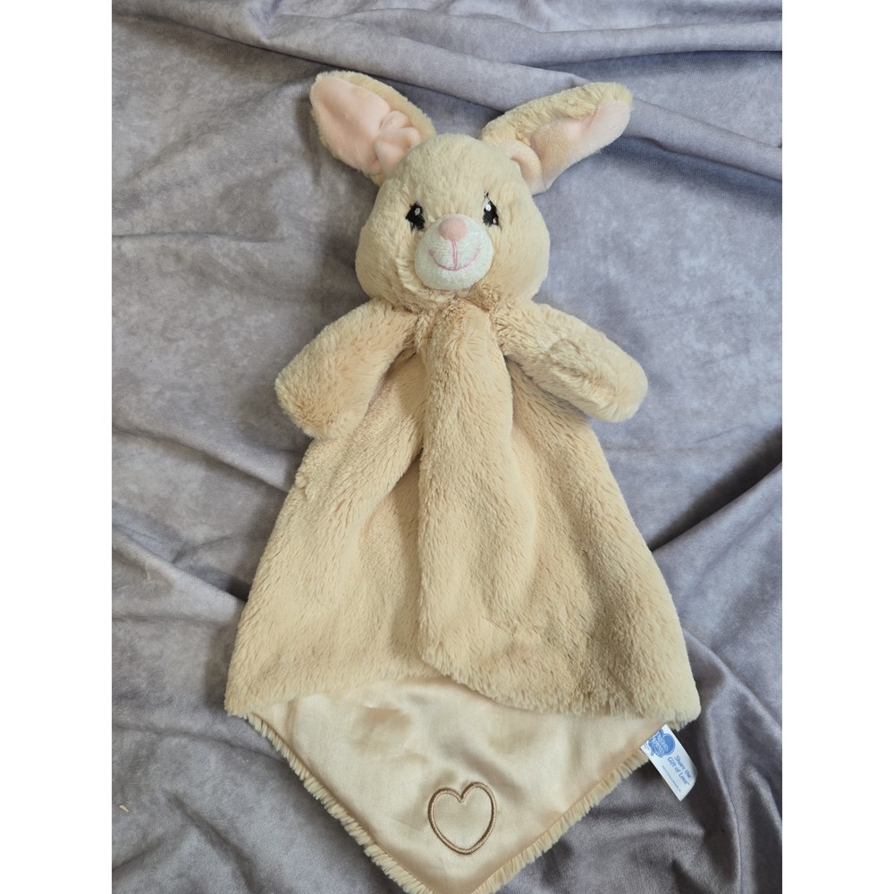 Aurora Precious Moments Bunny Beige Plush Lovey Soother Security Blanket Satin